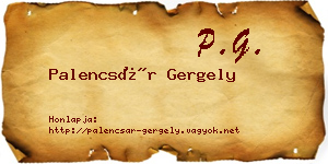 Palencsár Gergely névjegykártya